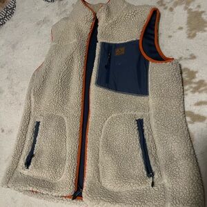 Eddie Bauer Cream and Navy Sherpa Vest